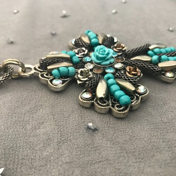 efm double silver strand cross necklace - Picture 3 of 6